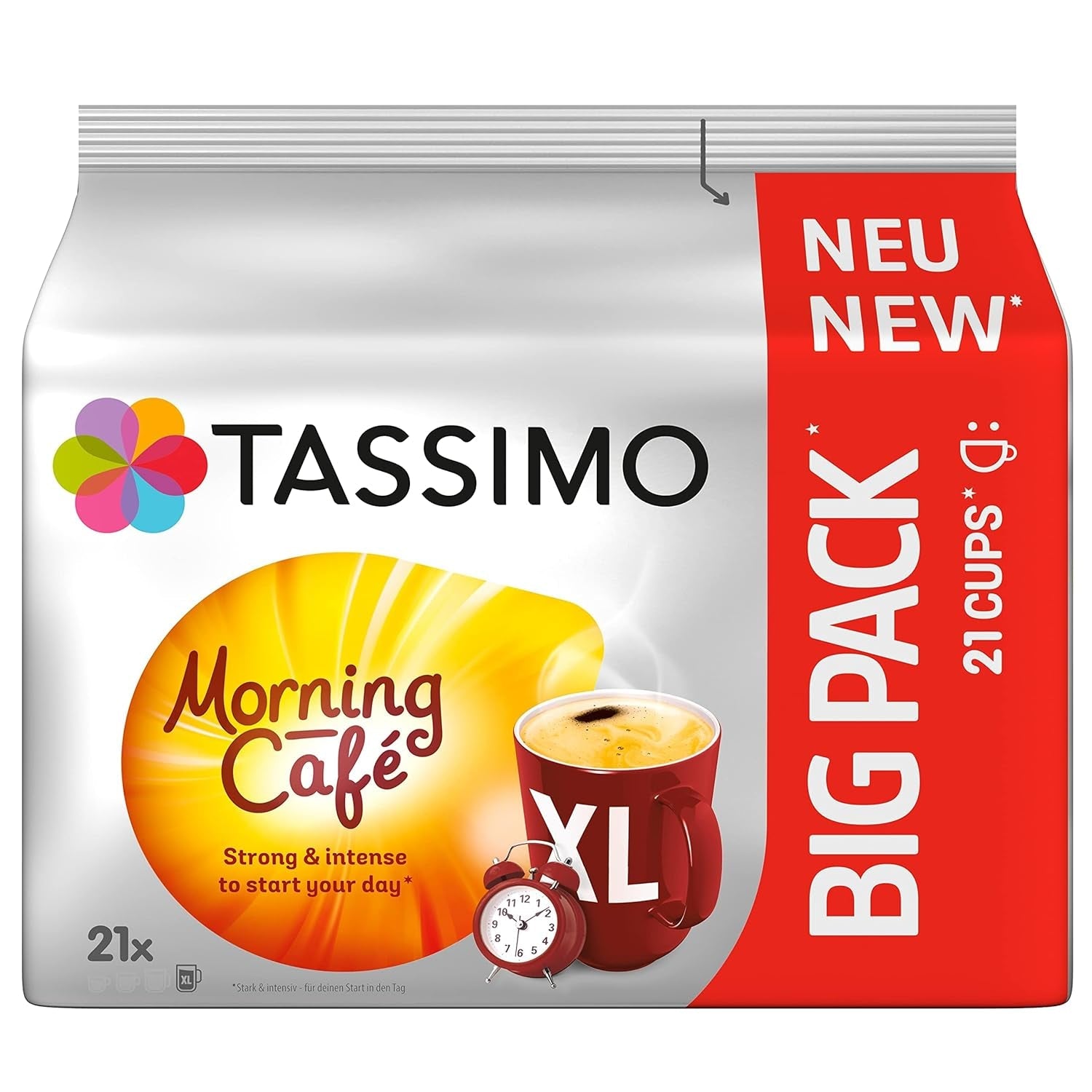 Tassimo Kapseln Moring Café XL Mocny i intensywny, duże opakowanie, 5 x 21 podkładek, 105 Kaffeekapseln