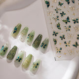 2 Blätter 5D Schmetterling Nagelsticker Selbstklebend, Nagelsticker Gold Rand, Nagel Designing Zubehör, Naklejki do zdobienia paznokci, Schmetterlinge Deko Nagelaufkleber, Nageltattoos