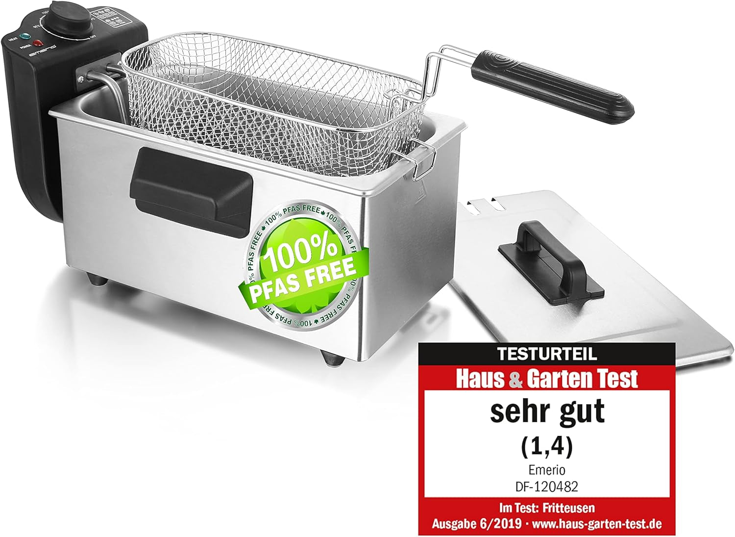 Emerio Frytkownica olejowa 3,0 l z technologią zimnej strefy, 2000 W Sprzęt AGD Naty Shop Stal nierdzewna