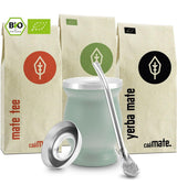 Zestaw do herbaty Mate Bio ● 3 rodzaje Mate + Kubek Mate ze stali nierdzewnej o podwójnych ściankach + Bombilla + Instrukcja parzenia (czarna)