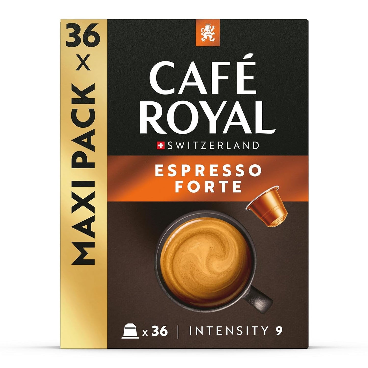 Café Royal Espresso Forte – kapsułki kawy kompatybilne z Nespresso®, 100% Arabica, pełne, średnio palone, intensywność 9/12, 36 kapsułek