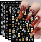 JMEOWIO Nagelsticker Weihnachten Gold Glitter Silber 8 Blatt Nail Art Naklejka Selbstklebend Nagelaufkleber Schneeflocke Winterurlaub Dekoration Nageldesign Zubehör