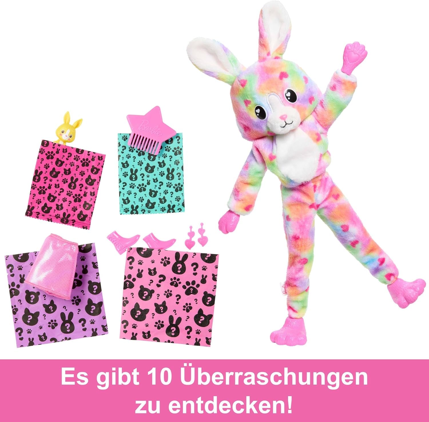 Lalka Barbie Cutie Reveal i akcesoria, strój pluszowego króliczka Batik i 10 niespodzianek zmieniających kolor, seria Color Dream, lalki HRK38 Naty Shop