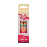 Funcakes Peach Gel Barwnik spożywczy: Wysoko skoncentrowany barwnik spożywczy do ciast, śmietany, fondantu i marcepanu. Łatwe dozowanie. Pojedyncza kropla pozwala uzyskać żywe kolory. Halal. 30 gr.