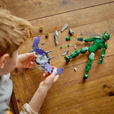 Figurka LEGO Marvel Green Goblin, ruchoma zabawka do budowania superzłoczyńcy dla dzieci w wieku 8+, chłopców i dziewcząt, zestaw Wszechświat Spider-Mana z suwakami i bombami dyniowymi, pomysł na prezent dla superbohatera 76284 Zestawy do budowania Besuche w sklepie LEGO