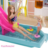Dom marzeń Barbie (114 cm), 3-piętrowy dom dla lalek, basen, zjeżdżalnia, winda dla wózków inwalidzkich, 75 akcesoriów, lalki, odpowiedni jako prezent dla dzieci w wieku 3 lat i starszych, GRG93 Naty Shop Domki dla lalek