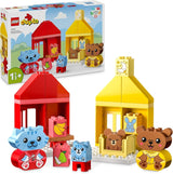 LEGO DUPLO Codzienne czynności: jedzenie i pora snu, edukacyjna zabawka dla malucha zachęcająca do rozwoju społecznego i emocjonalnego, z 4 figurkami zwierząt, prezent dla dzieci od 18. miesiąca życia 10414 Zestawy do budowania Besuche den LEGO-Store Domyślny tytuł