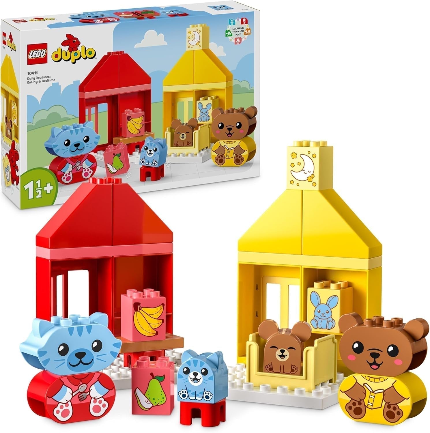 LEGO DUPLO Codzienne czynności: jedzenie i pora snu, edukacyjna zabawka dla malucha zachęcająca do rozwoju społecznego i emocjonalnego, z 4 figurkami zwierząt, prezent dla dzieci od 18. miesiąca życia 10414 Zestawy do budowania Besuche den LEGO-Store Domyślny tytuł