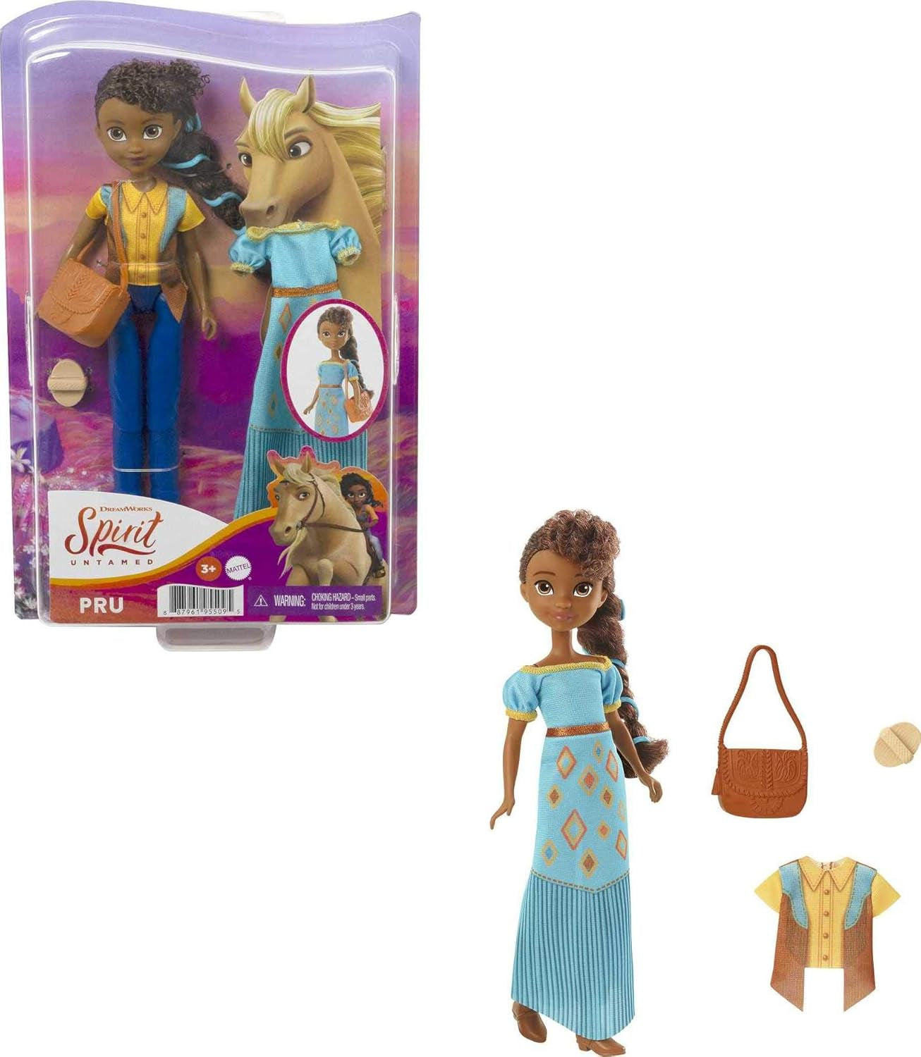 Dreamworks Spirit GXF18 – Spirit – wolna i nieokiełznana, modna, zabawna lalka Pru (18 cm), 2 modne stroje i akcesoria, 7 ruchomych stawów, świetny prezent dla dzieci w wieku od 3 lat