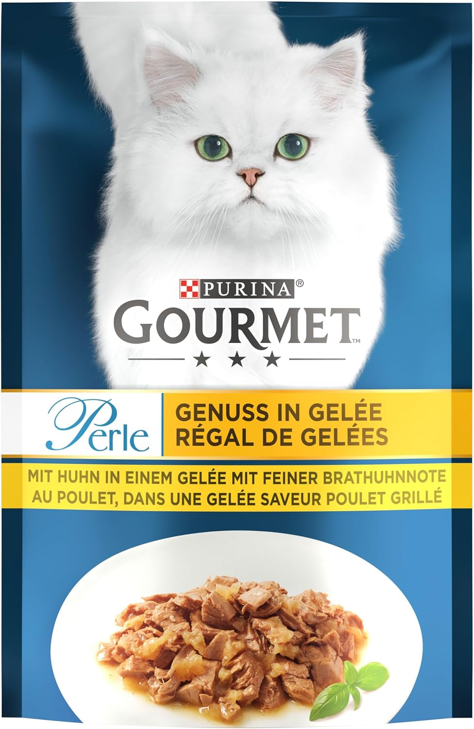Gourmet Perle Delight in Jelly mokra karma dla kotów z kurczakiem i delikatnym smakiem pieczonego kurczaka, opakowanie 26 szt. (26 x 85 g)