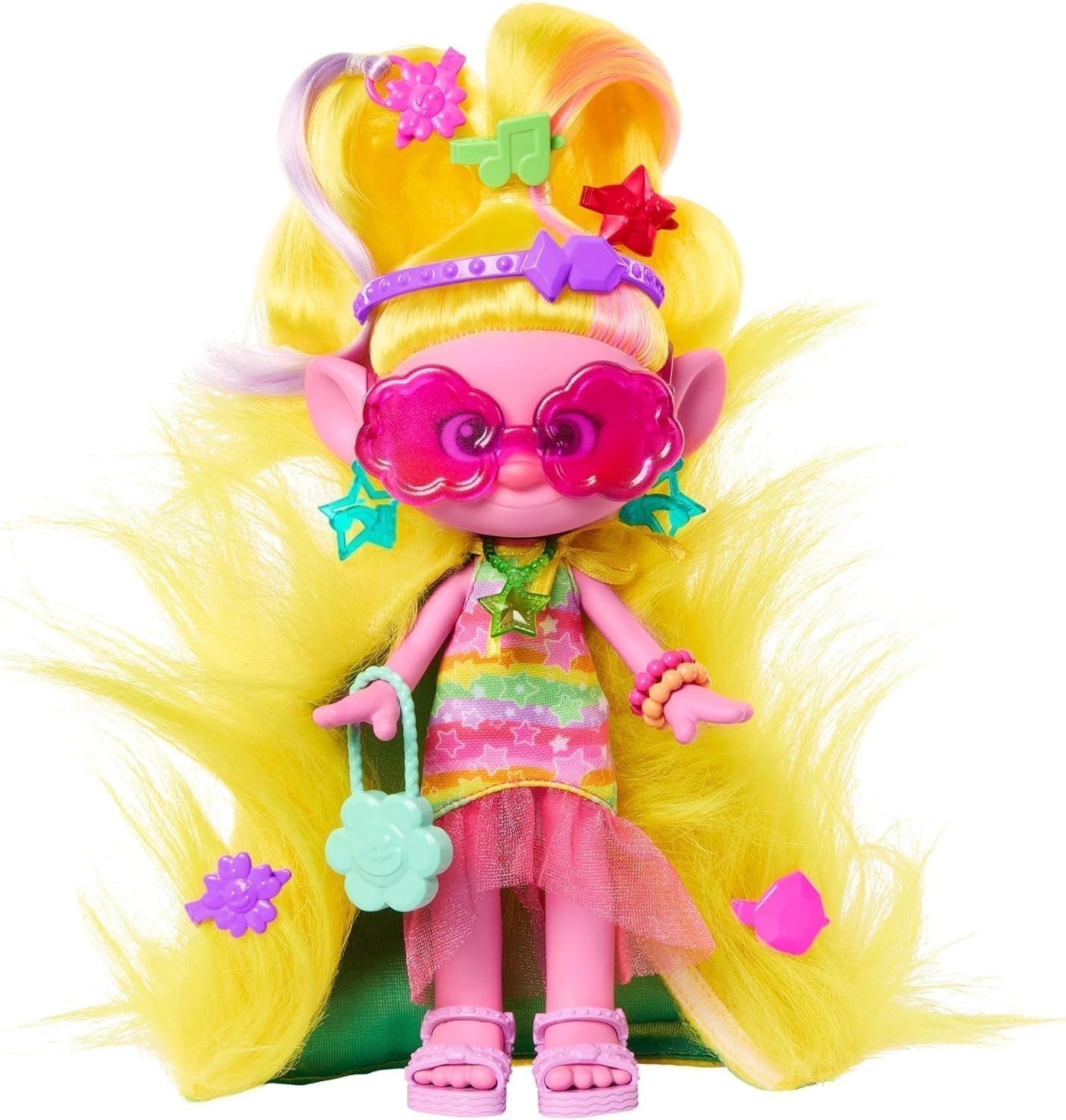 Mattel DREAMWORKS TROLLS Together Strong - smaczna lalka Queen Poppy Fashion - ponad 15 akcesoriów, brokatowy grzebień, zmywalny brokatowy żel, wiek powyżej 3 lat, HNF25 Naty Shop Viva Dolls