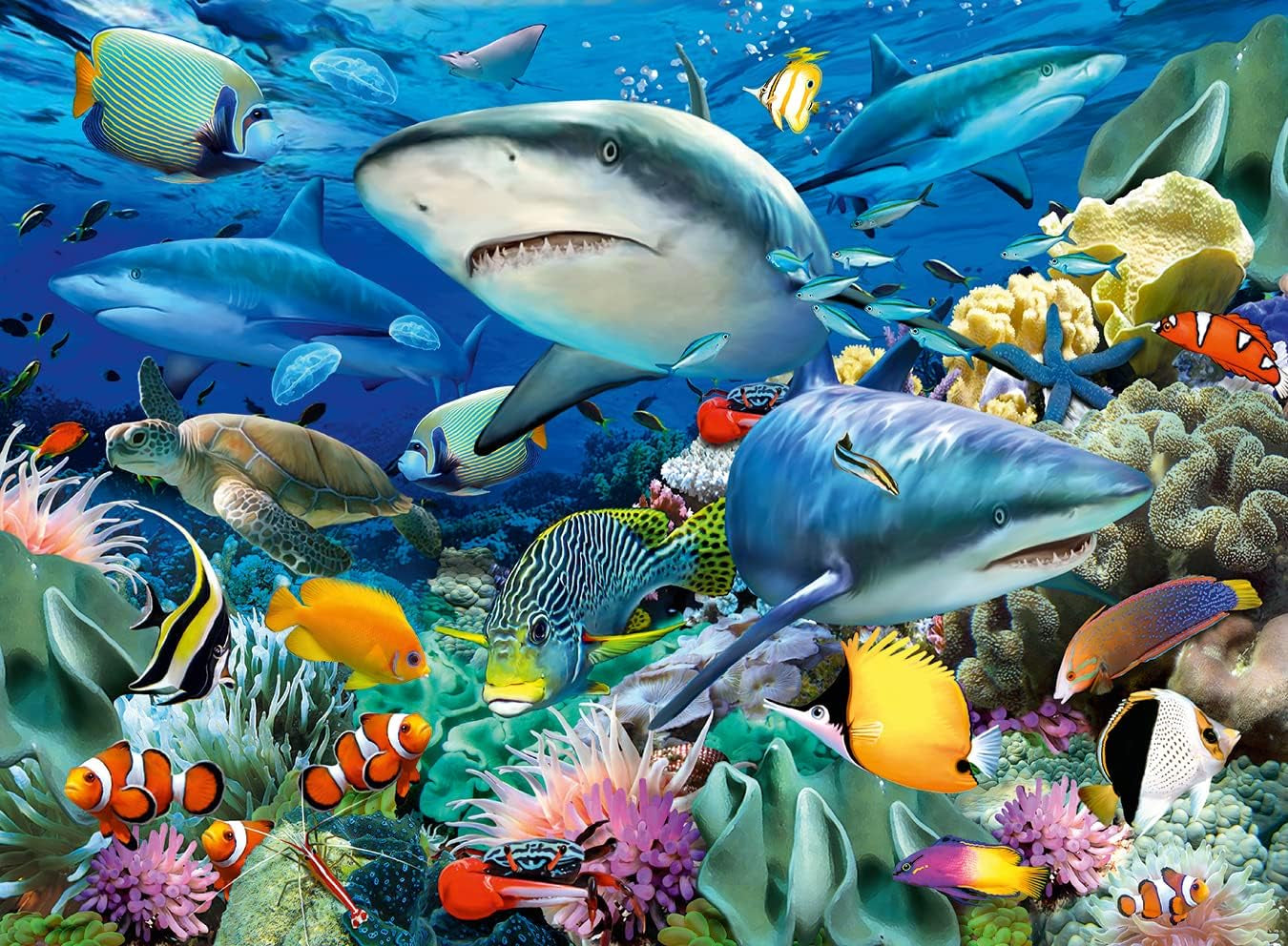Puzzle dla dzieci Ravensburger - 10951 Rafa Rekinów - Puzzle z podwodnym światem dla dzieci od 6 lat, zawierające 100 elementów w formacie XXL Puzzle Naty Shop
