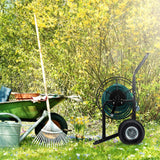 Wózek na wąż Relaxdays, mobilny bęben na wąż, przyłącze 1/2" i 3/4", wąż do 80 m, 2 koła, metal, czarny
