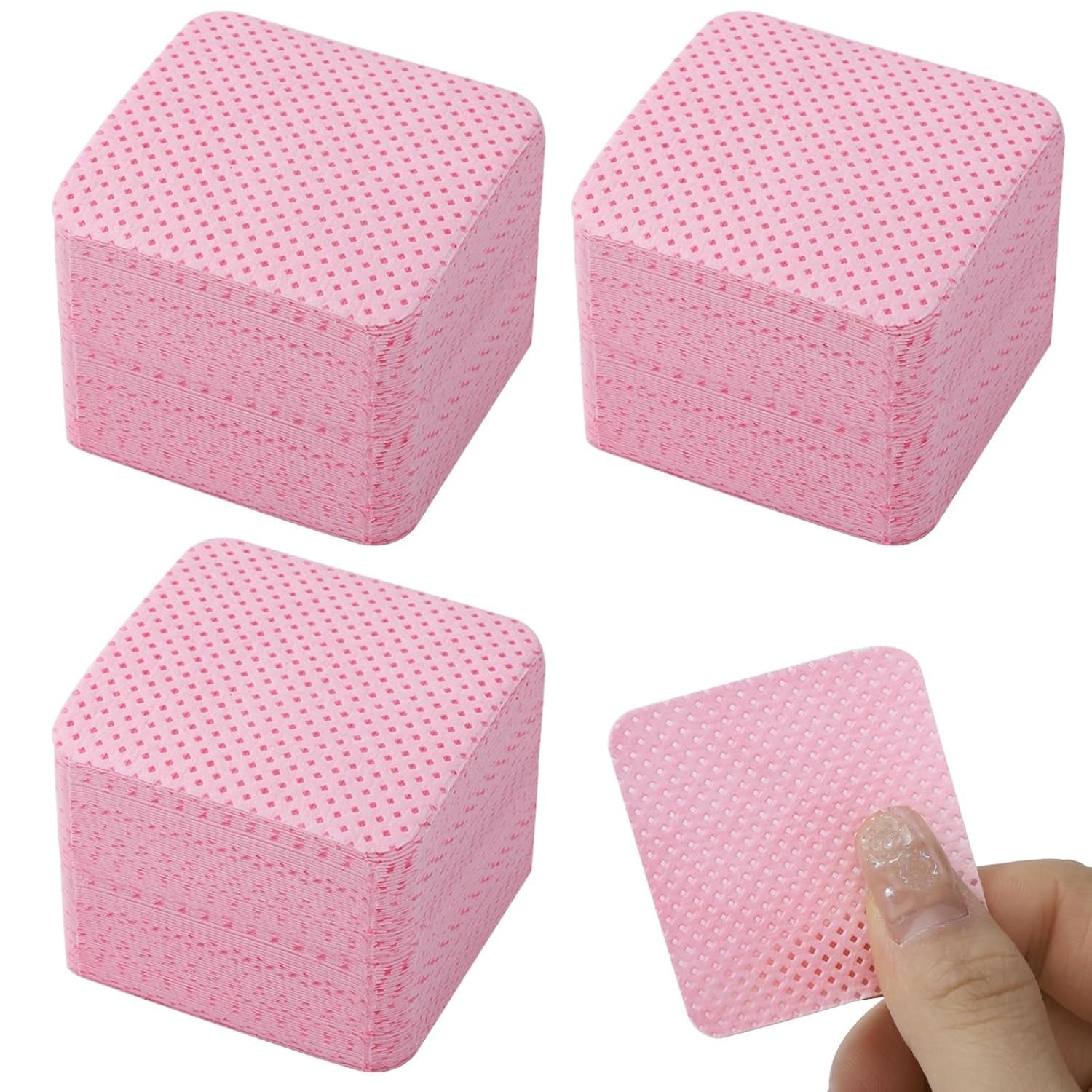300 Stück Nagellackentferner Pads, Fusselfreie Nägel Wattepads Für Nägel Nagellackentferner Niestrzępiące się chusteczki do paznokci Cleaner Gelnägel - Rosa