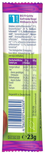 HiPP Batony Zebra o smaku malinowo-bananowowo-jabłkowym (22 x 23g), od 1 roku, słodzone wyłącznie owocami, najlepszej jakości organicznej