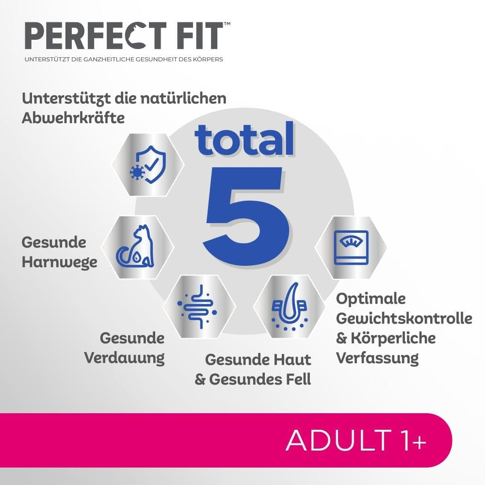 Perfect Fit Adult 1+ wybór mokrej karmy z łososiem, rybami głębinowymi, wołowiną i kurczakiem, 48 saszetek, 12x85g (4 sztuki w opakowaniu) - Mokra karma premium dla dorosłych kotów od 1 roku życia