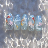 JMEOWIO 3D Nagelsticker Koi Fisch Nail Art Naklejka Selbstklebend Nagelaufkleber 5D Stereoskopisch Dekoration Nageldesign Zubehör 1 Blatt