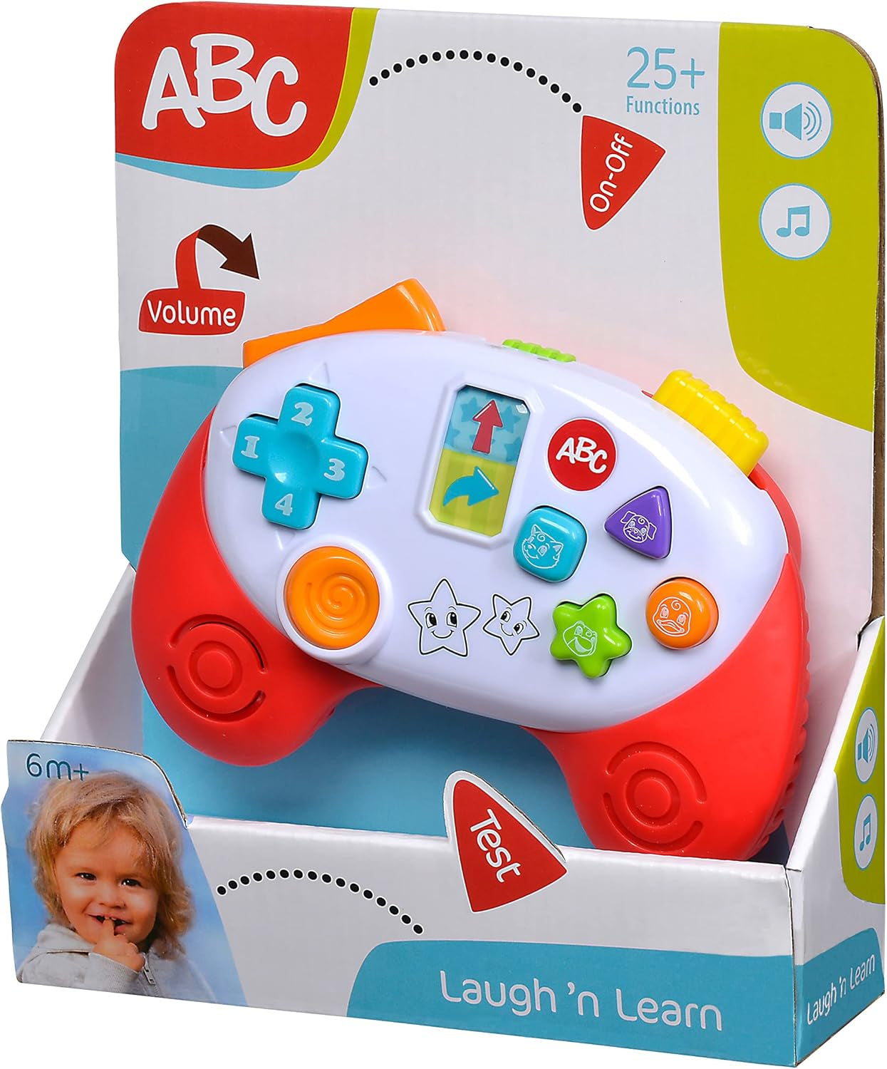 Simba 104010017 - Kontroler gier ABC, Zabawka dla dzieci, Odgłosy zwierząt, Piosenki, Ponad 20 dźwięków, Od 12 miesięcy, Umiejętności motoryczne, Konsola do zabawy, Zabawka dla malucha, Telefon do zabawy Bebe Toys Naty Shop