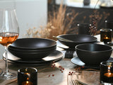 Creatable, 23146, seria SOFT TOUCH BLACK, 20-częściowy zestaw naczyń obiadowych, serwis łączenia porcelany, można myć w zmywarce i używać w kuchence mikrofalowej, wyprodukowano w Portugalii