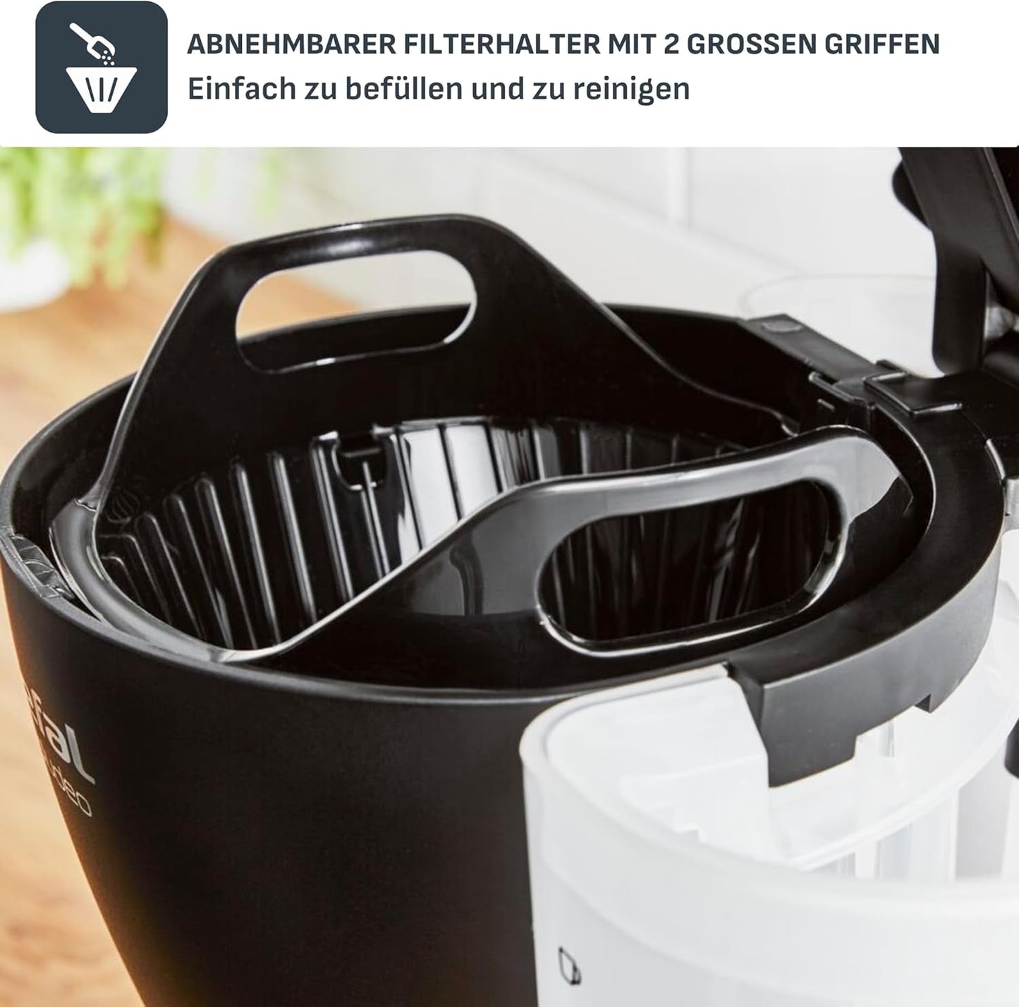 Ekspres do kawy Tefal Includeo z filtrem, Ekspres do kawy Niezwykle łatwy w obsłudze, Odpowiedni dla osób prawo- i leworęcznych, Automatyczne otwieranie pokrywy, 1,25 l, 10 do 15 filiżanek, CM533811