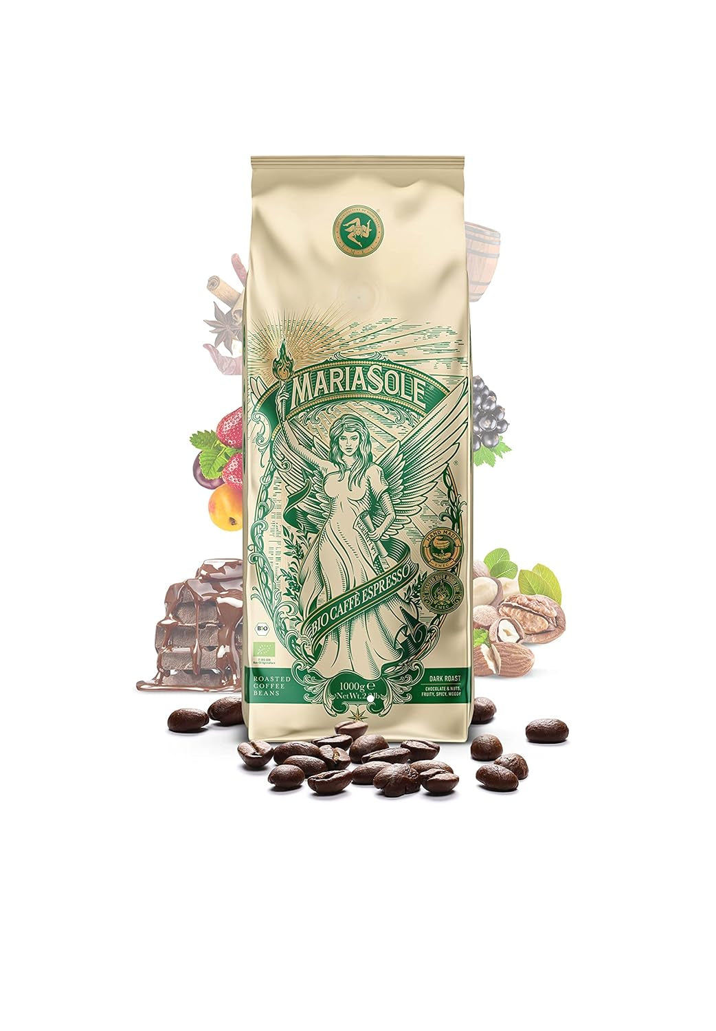 Organiczna kawa espresso, saszetki 250 g - tradycyjna wypalana na opalaniu drewnem, rzemieślnicza - najwyższej jakości organiczne ziarna kawy do automatycznych ekspresów do kawy i kolby