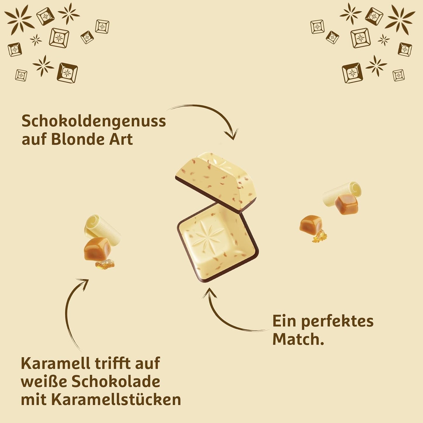 Schogetten Blond Karmel | Karmel z białą czekoladą i kawałkami karmelu | Tabliczka czekolady 100g | Wygodnie porcjowane