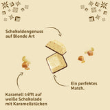 Schogetten Blond Karmel | Karmel z białą czekoladą i kawałkami karmelu | Tabliczka czekolady 100g | Wygodnie porcjowane