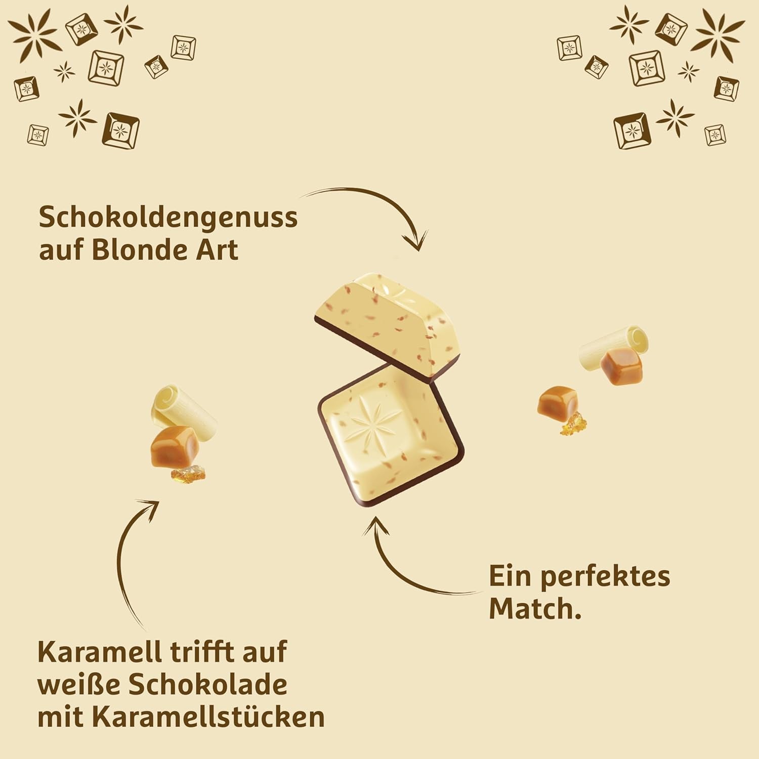 Schogetten Blond Karmel | Karmel z białą czekoladą i kawałkami karmelu | Tabliczka czekolady 100g | Wygodnie porcjowane