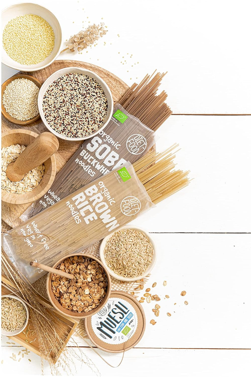 DIET-FOOD Bio Buchweizen Soba Nudeln Lebensmittel Pasta Vegane Glutenfreie Lactosefrei Sojafrei Nudeln für Vegetarier und Veganer 250 gramów