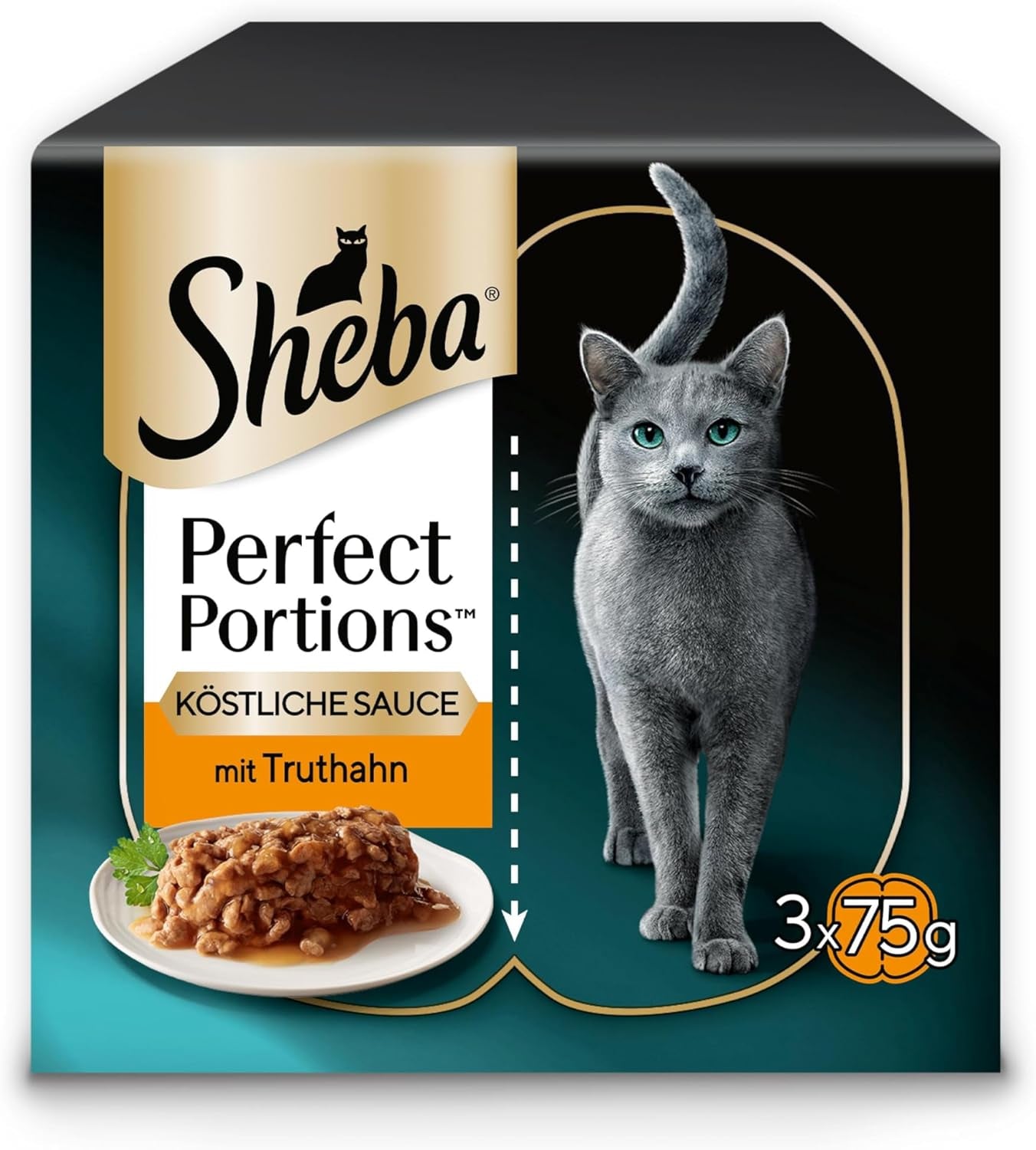 SHEBA Perfect PORTIONS sos dla kotów z indykiem 8 x 3 x (2 x 375g)