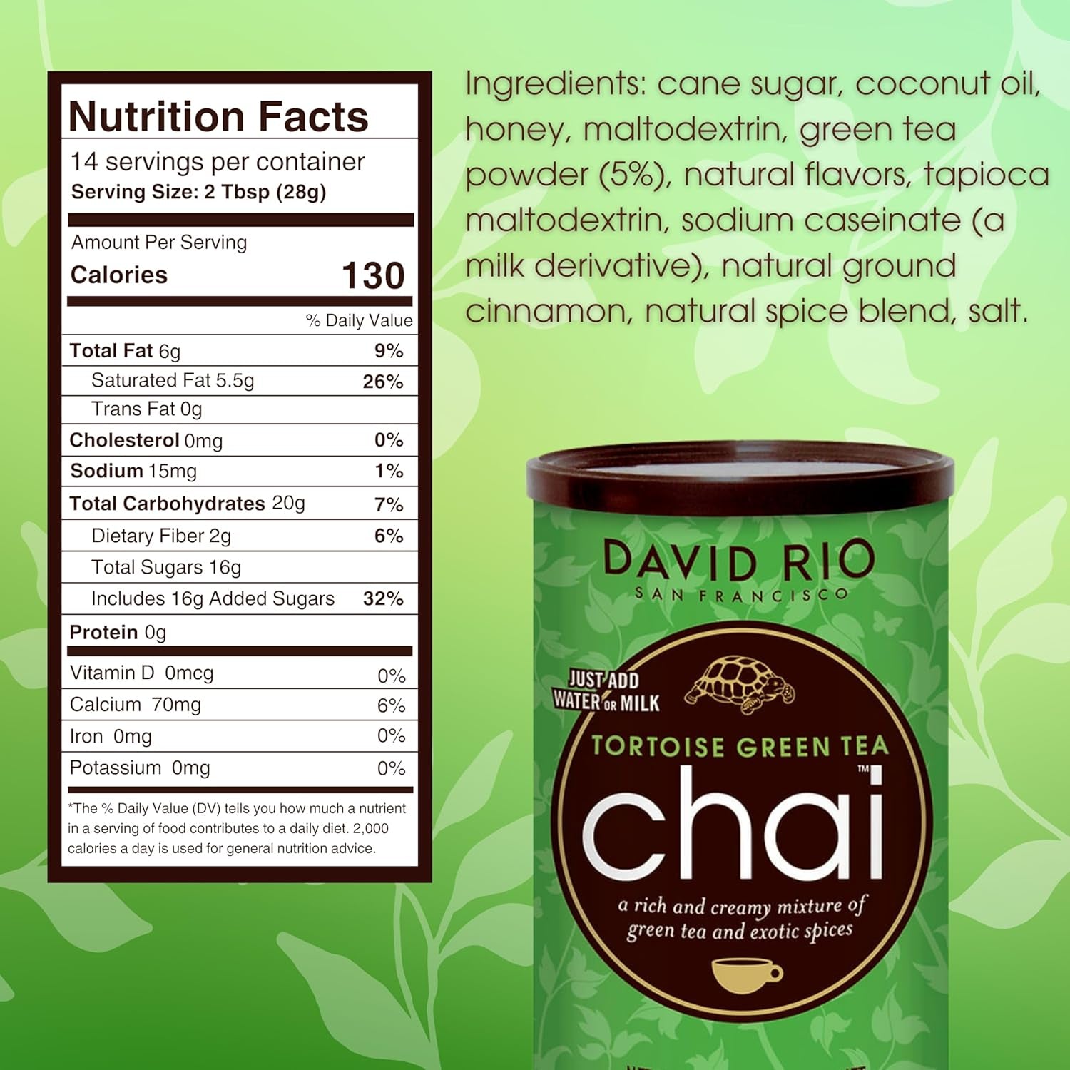 David Rio - Tortoise Green Chai, karton (1 x 398g)