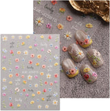 JMEOWIO 3D Nagelsticker Blumen Nail Art Naklejka Selbstklebend Nagelaufkleber 5D Stereoskopisch Frühling Sommer Blumen Dekoration Nageldesign Zubehör 4 Blatt