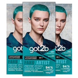 got2b Colour/Artist 097 Mermaid Green Level 2 (3x 80 ml), tymczasowa farba do włosów nadaje włosom połysk w intensywnych kolorach lub pastelowych odcieniach, farba utrzymuje się 12-15 myć, formuła wegańska Farba do włosów Naty Shop 097 Mermaid Green