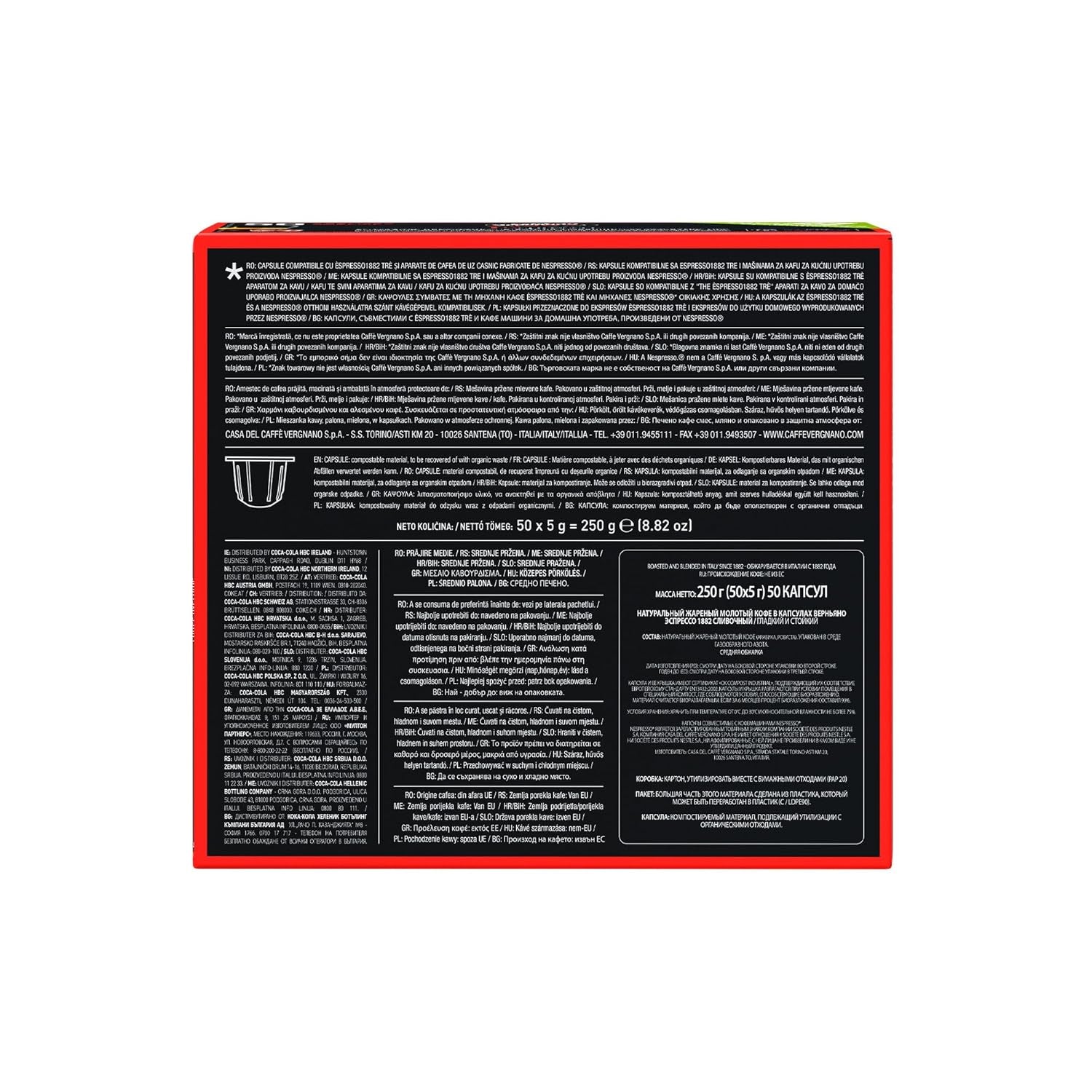 Caffè Vergnano 1882 - Èspresso Kompostierbare Kaffeekapseln, Kompatybilny z Nespresso, Cremoso (kremowy) - Packung Enthält 50 Kapseln