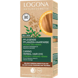 LOGONA Natural Cosmetics Ziołowa odżywcza farba do włosów, organiczna henna w proszku Wegańska farba do włosów dla intensywnego koloru i połysku, ziołowa farba do włosów w kolorze Miedziany Blond (Blond), 1 x 100g Naty Shop Miedziany Blond Farba do włosów 100G (1 opakowanie)