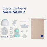 Przenośny laktator MAM Move z 3 trybami pracy i 5 poziomami intensywności, silikonowa obudowa Skinsoft, możliwość regulacji w 4 rozmiarach Akcesoria Żywność i karmienie piersią Bebe Naty Shop