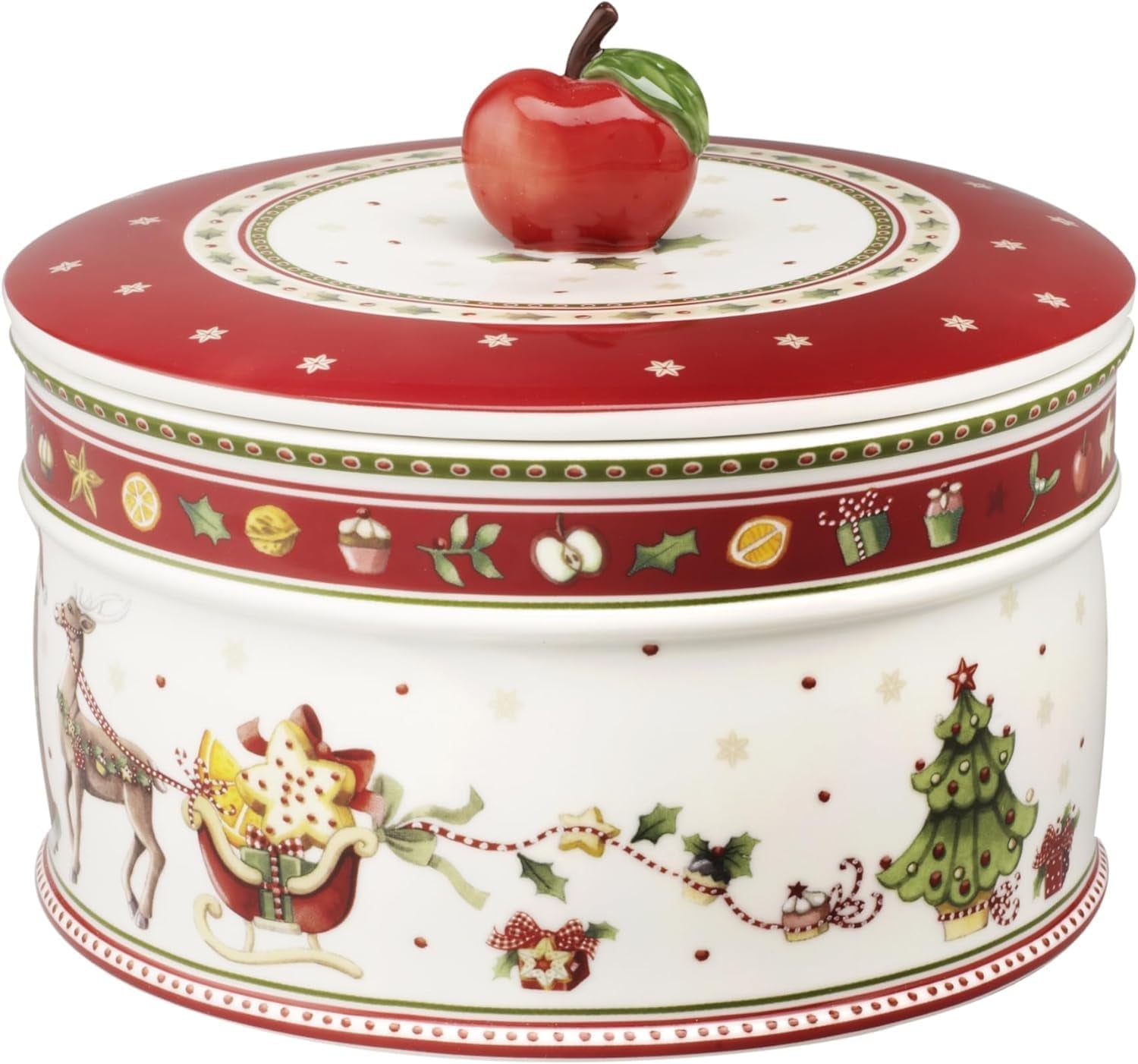 Villeroy & Boch - Małe pudełko do przechowywania Winter Bakery Delight, ceramiczne pudełko na świąteczne ciasteczka, pudełko świąteczne, pudełko na ciasteczka, pudełko na ciasteczka, pudełko ceramiczne z pokrywką, przechowywanie słodyczy, wysokiej jakości porcelanowe pudełka do przechowywania żywności Naty Shop L