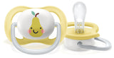 Smoczek Philips AVENT ultra air – 2 sztuki, niezawierający BPA, oddychający, dla dzieci w wieku 0–6 miesięcy, w zestawie etui i sterylizator, jabłko/gruszka (model SCF080/17)