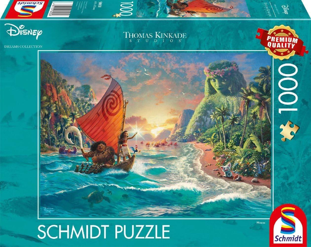 Schmidt Spiele 58030 Thomas Kinkade, Disney, Moana, Moana, puzzle 1000 elementów, normalne, czarne, białe Puzzle Naty Shop Thomas Kinkade