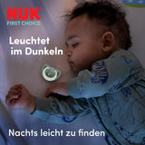 NUK First Choice smoczek na noc dla niemowląt | 6-18 miesięcy | Smoczki ortodontyczne świecące w ciemności | Uspokaja 99% dzieci** | Królik/Owca | Opakowanie 0-2
