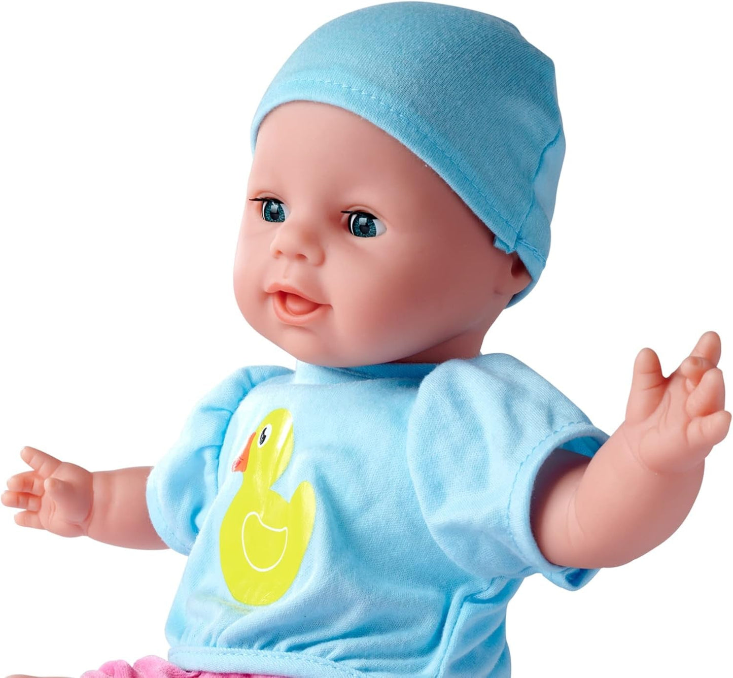 Simba 105010964 - Laura Hungry lalka o miękkim ciele z manekinem, magiczną łyżeczką, butelką ze znikającą zawartością i małym talerzykiem, 38 cm, lalka od 2 lat Naty Shop Dolls