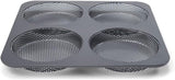 Hamburgerbrötchen, Perforiert, Antihaftbeschichte, 4 Runde Mulden Mit Je 12 Cm, Pfannengröße 28 X 28 Cm, 2,5 Cm Tief, Mittelgroß, Schwarz Formy i blachy do pieczenia Naty Shop