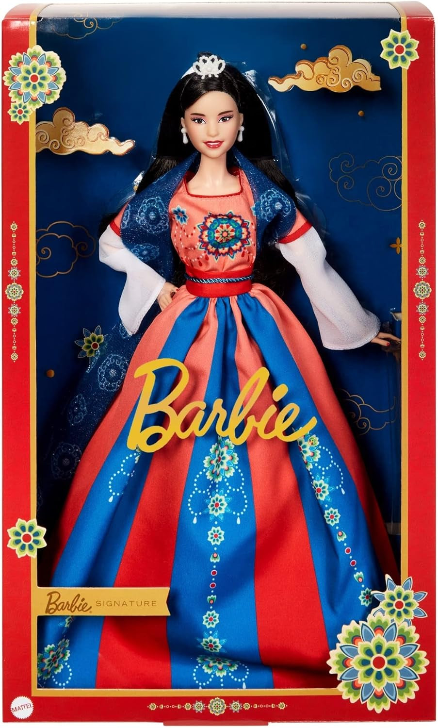 BARBIE Lunar New Year Puppe - Sammelfigur mit tradycyjny Hanfu-Robe und chinesischen Drucken, inspirowany Dunhuang-Höhlenmalereien, w tym Puppenständer und Echtheitszertifikat, HJX35