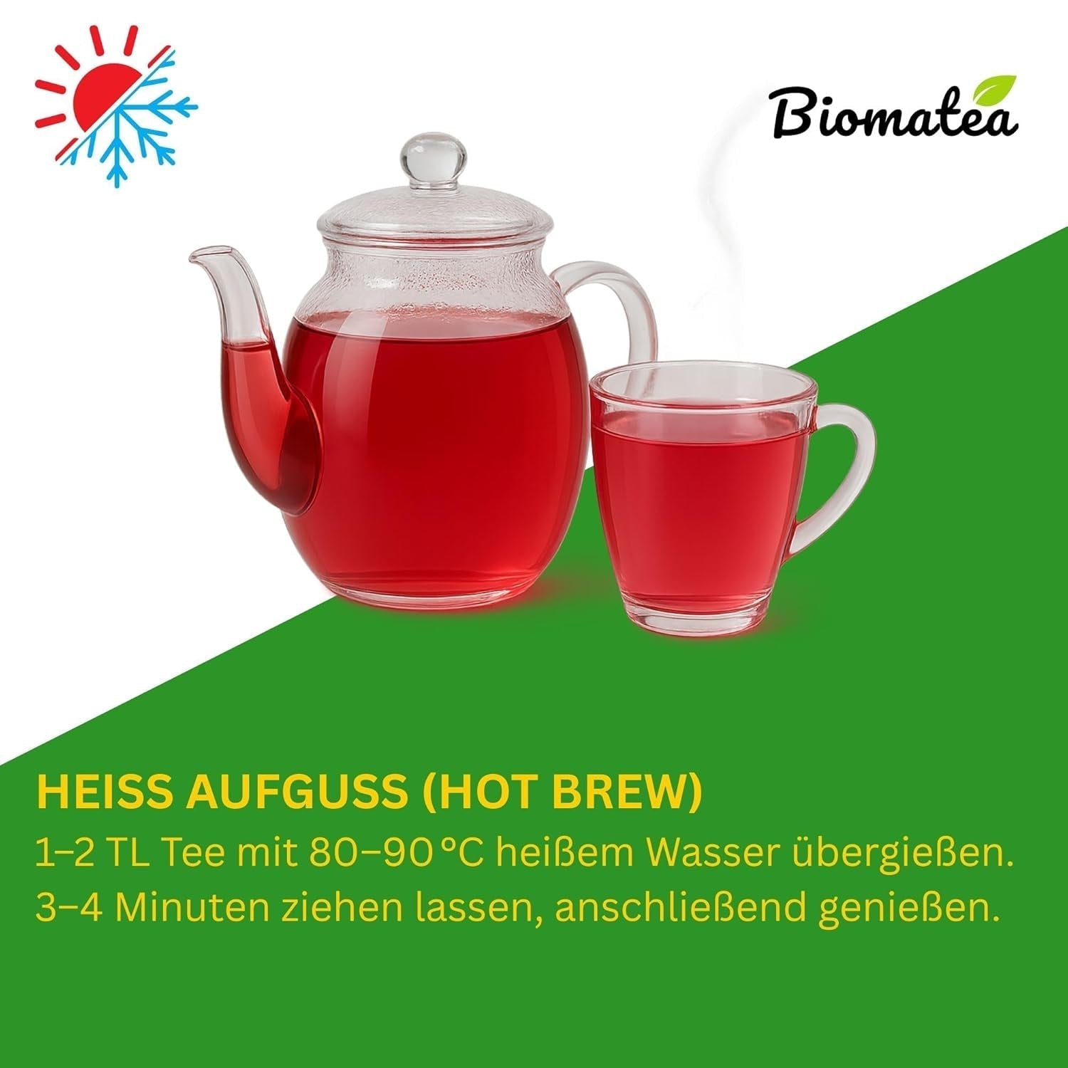 Herbata Owocowa – 100g Aromatyzowana mieszanka owocowa z jabłkiem, hibiskusem i cynamonem – torebka Ziplock, ok. 25 filiżanek – Bez dodatków, pakowane w Niemczech