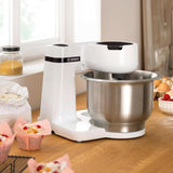 Bosch Küchenmaschine Serie 2 MUMS2EW00, Edelstahl-Schüssel 3,8 L, Planetenrührwerk, Knethaken, Schlag-, Rührbesen Edelstahl, 4 Arbeitsstufen, Durch Optiones Zubehör Erweiterbar, 700W, Weiß Kitchen Naty Shop