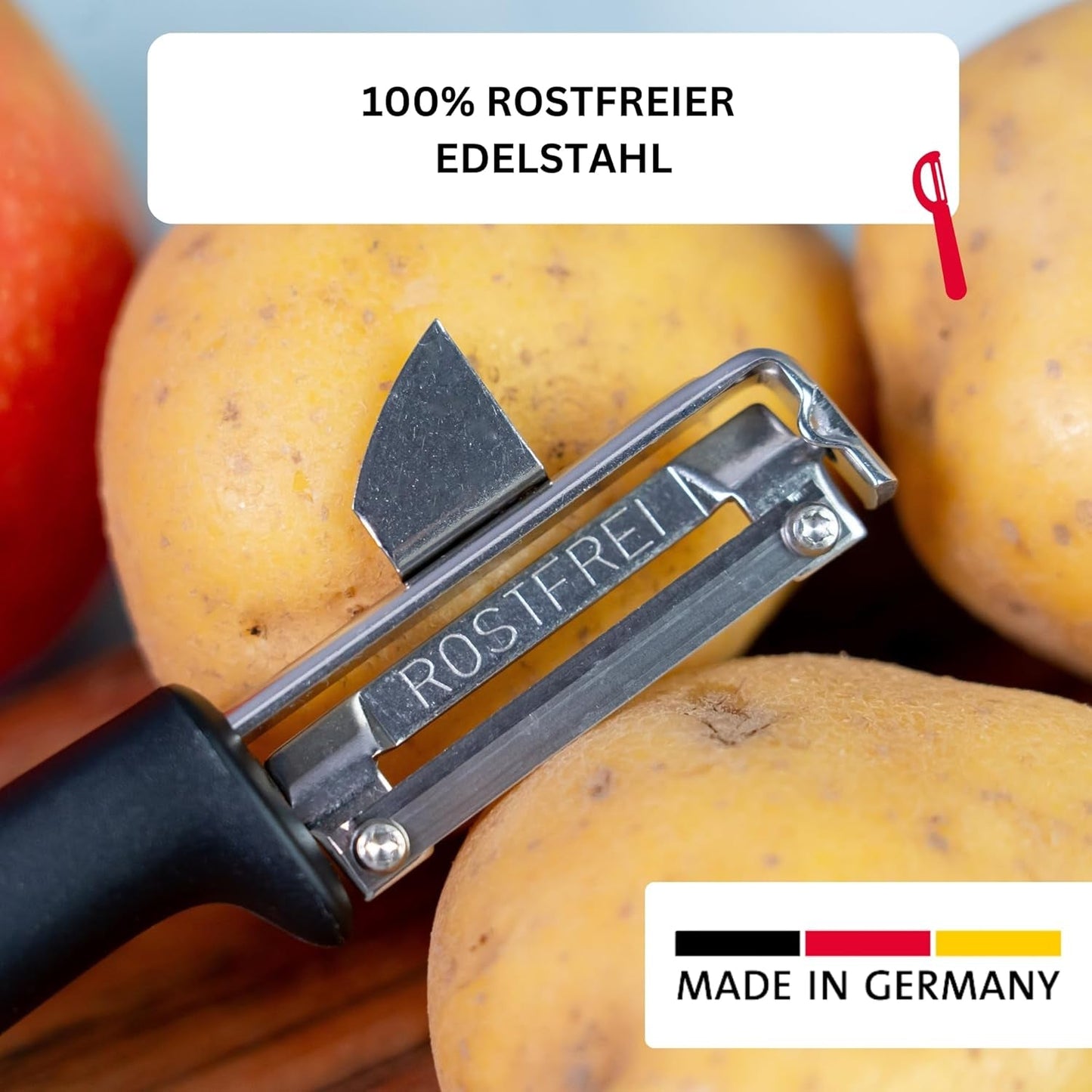 Westmark 29092270 Sparschäler Gallant, Pp/Tpe/Edelstahl, Schwarz / Rot, Obieraczka 16,5 x 3,7 x 2 cm Naty Shop