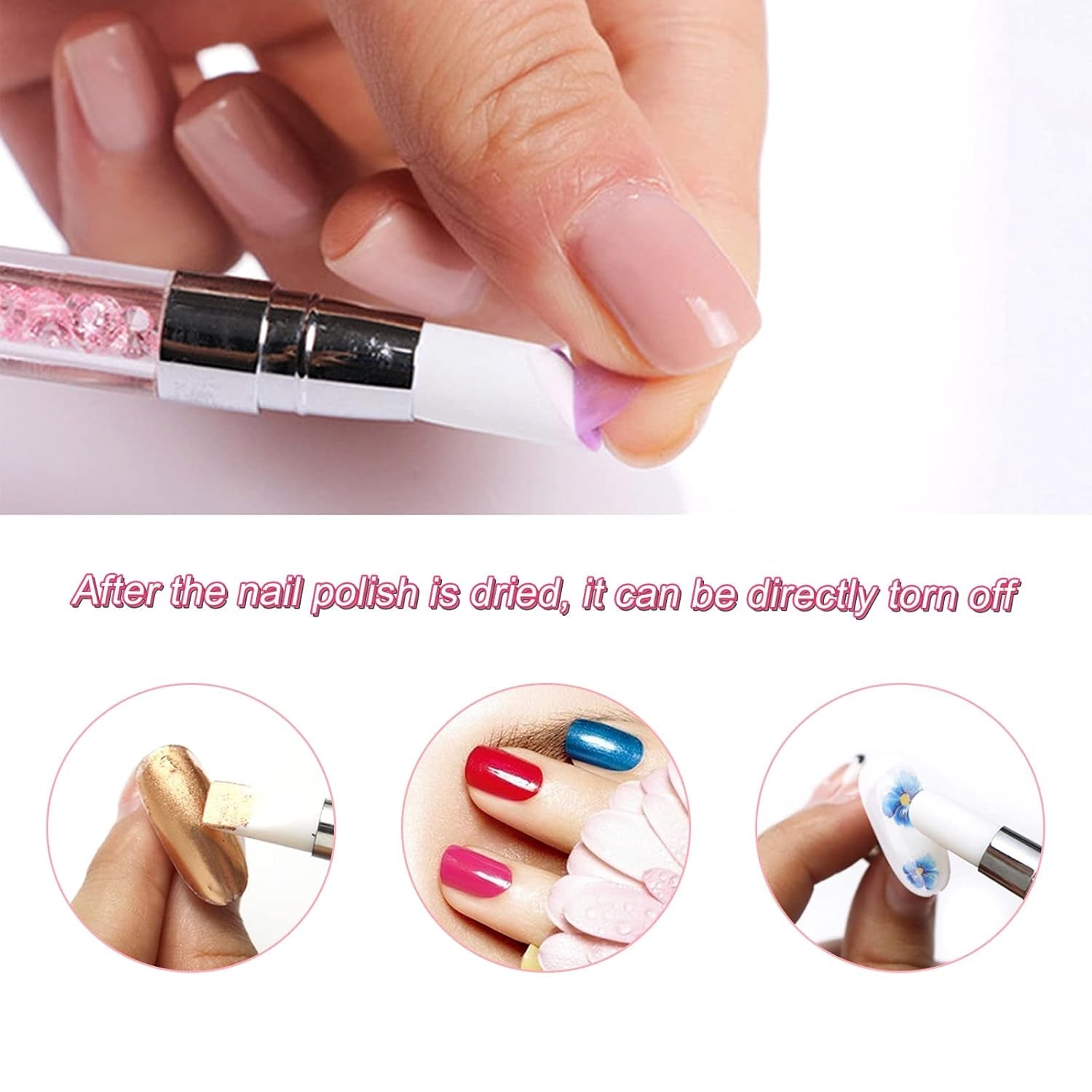 Qufiiry 5 sztuk Silikon Nagel Pinsel, Gel Schnitzen Pinsel, Silikon-Modellierpinsel Set, Doppel Köpfe DIY Maniküre Werkzeug