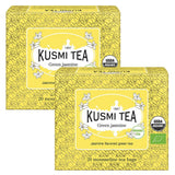 Herbata Kusmi - Opakowanie 2 sztuk - Zielona herbata jaśminowa - Organiczna mieszanka zielonej herbaty jaśminowej - 100% organicznej zielonej herbaty - Można spożywać na gorąco lub na zimno - 2X20 torebek herbaty