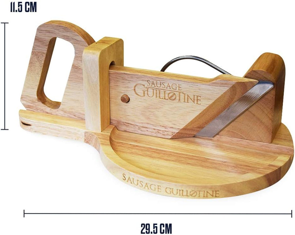 Tradycyjny krajalnica do kiełbasy - Gilotyna do kiełbas - 30 X 19 X 12 Cm - Rozdrabniacze i krajalnice z litego drewna Naty Shop