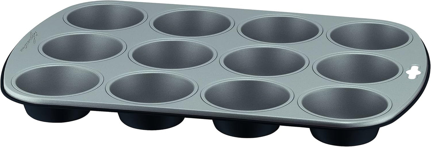 Gustosa Backform 12 Muffin Aus Stahl, Antihaftbeschichte, Für Backofen, Schwarz, 38 X 27 Cm Formy i blachy do pieczenia Naty Shop